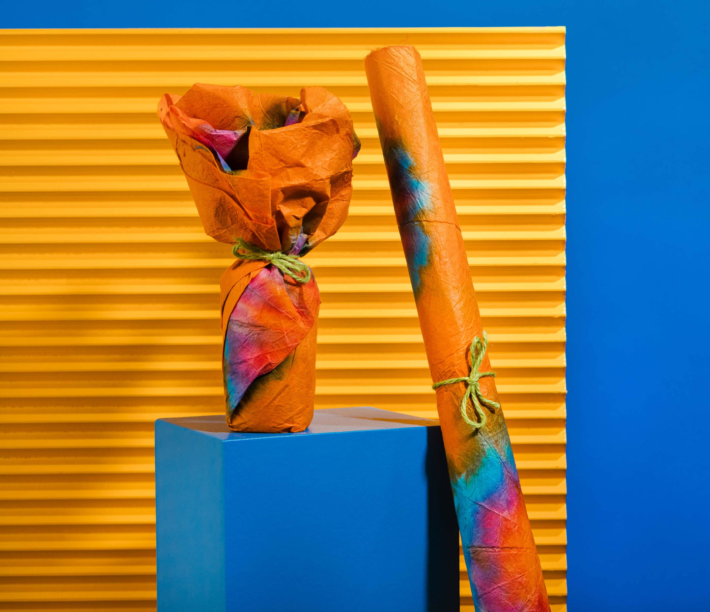 Orange Tie-Dye Lokta Wrap - US 4468